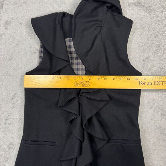 Alice + Olivia Ruffle Front Vest Ponte Knit Sleeveless Blouse Black Womens Small - Picture 10 of 10